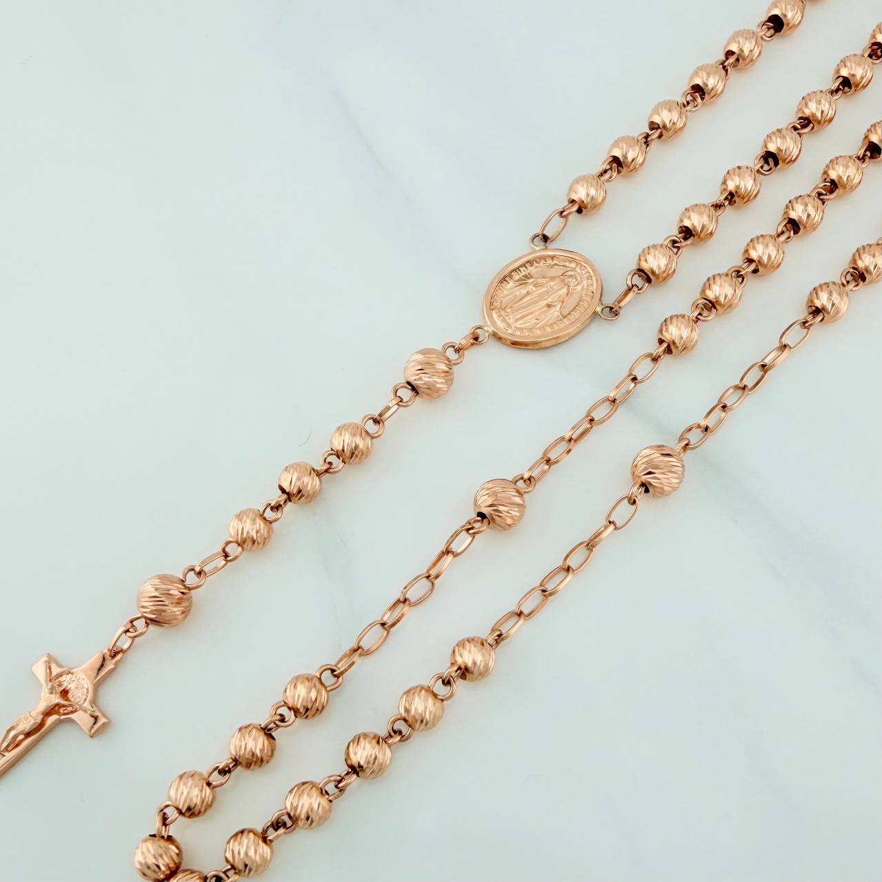 Rosario Virgen Milagrosa 15.95g / 40cm / 5mm-6mm Oro Rosa 18K %