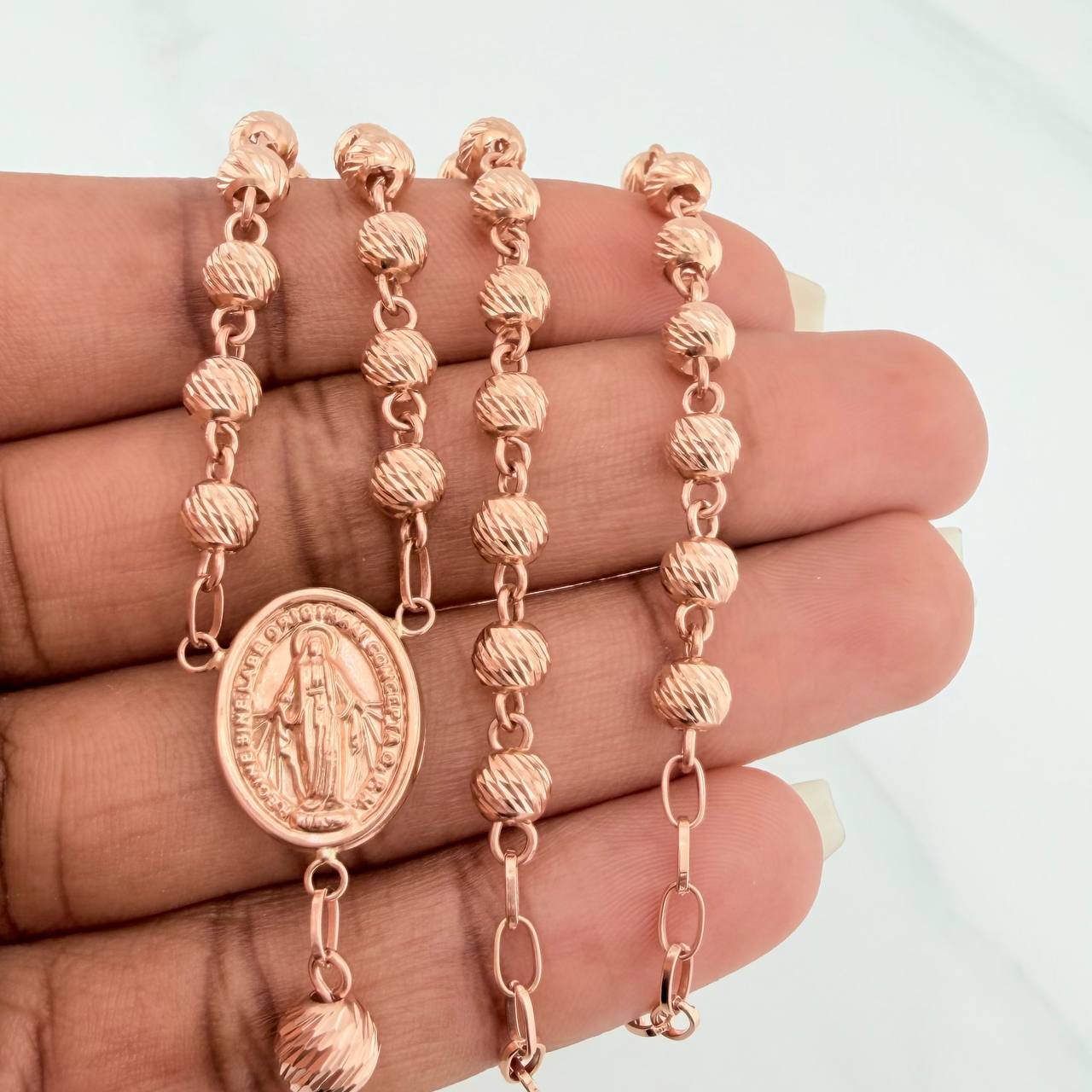 Rosario Virgen Milagrosa 15.95g / 40cm / 5mm-6mm Oro Rosa 18K %