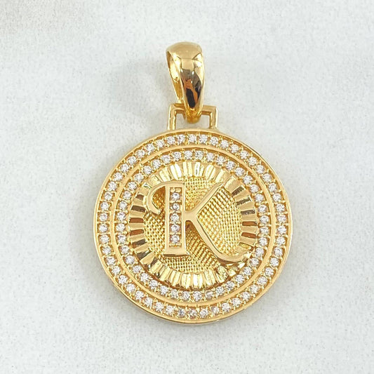 Dije Medalla Letra K 4.6gr / 3cm / Oro Amarillo 18K