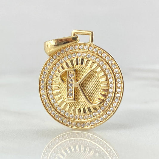 Dije Medalla Letra K 4.55gr / 3cm / Oro Amarillo 18K ©