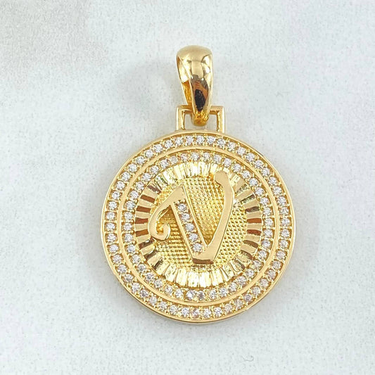 Dije Medalla Letra V 4.7gr / 3cm / Oro Amarillo 18K