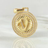 Dije Medalla Letra V 4.35gr / 3cm / Oro Amarillo 18K