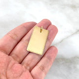 Dije Placa Rectangular 3.6gr / 3.8cm / 33mm*18mm Bordes Diamantados Oro Amarillo