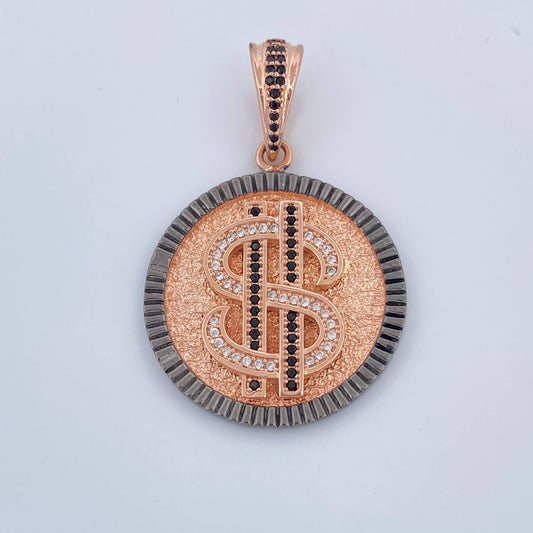 Dije Signo Peso 8.35gr / 4.2cm / Dos Oros Negro Rosa 18K %