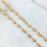 Cadena Rustica Canotilla 2x1 10.65gr / 50cm / 4.6mm Rayada Oro Amarillo 18K *