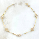 Pulso Aro Seguido Flor 3.05gr / 16cm-18cm / 1.5mm Gradual Circones Blancos Oro Amarillo 18K *