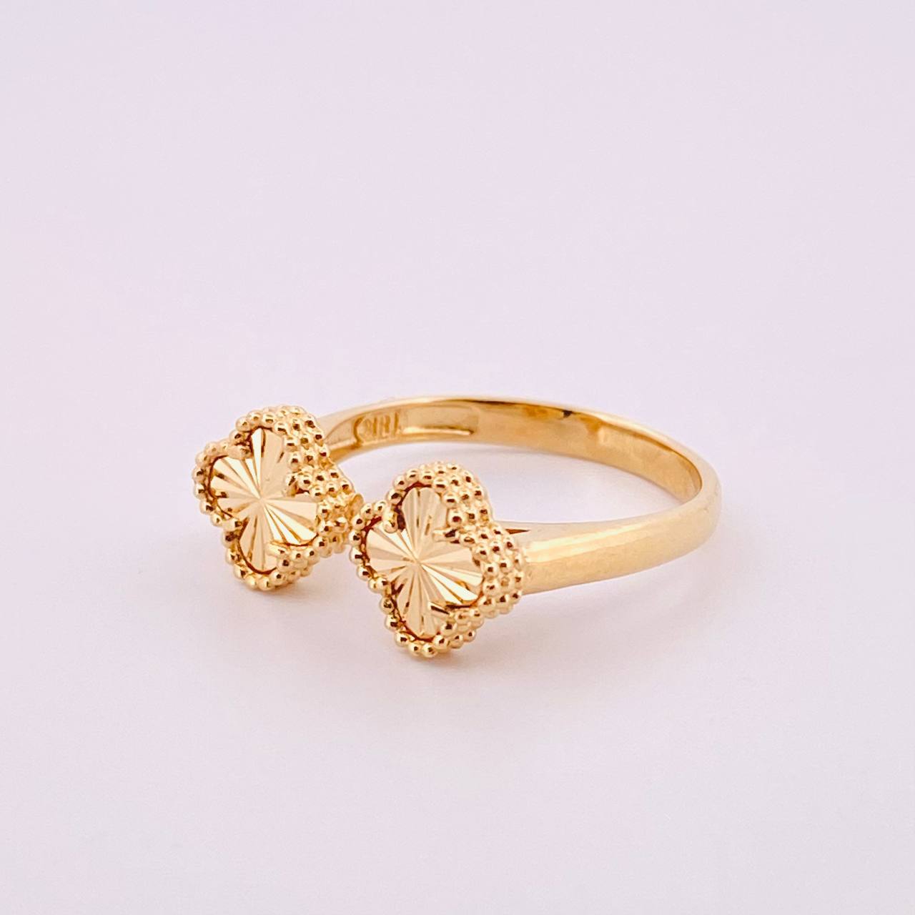 Anillo Dos trebol 2.7gr / T5 1/4 / Oro Amarillo Nac.Esp. 18K