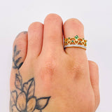 Anillo Corona 3.65gr / T6 1/4 / Dos Oros Amarillo Blanco 18K
