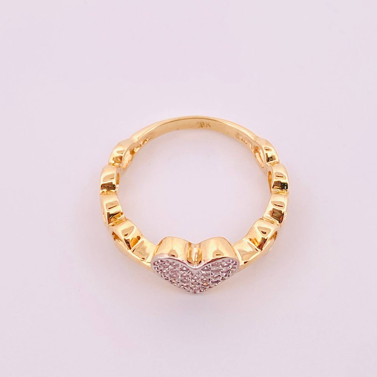 Anillo Corazon 2.75gr / T6 / Dos Oros Amarillo Blanco 18K