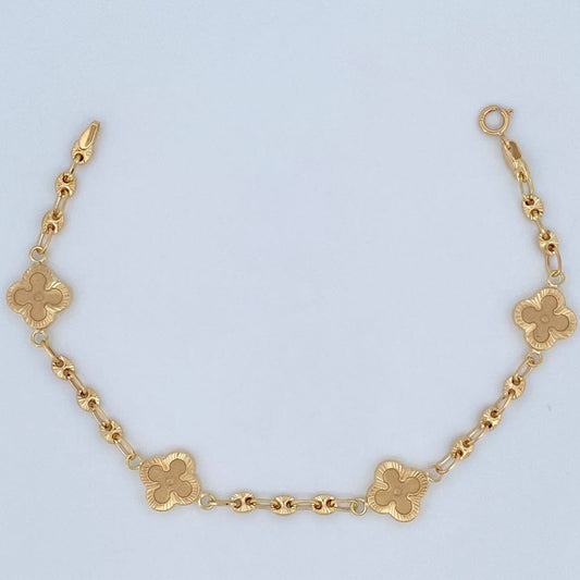 Pulso Trebol GC 4.45gr / 18cm / 3.2mm Oro Amarillo 18K %