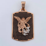 Dije San Miguel Arcangel 15.55gr / 5.5cm / Dos Oros Blanco Rosa 18K %