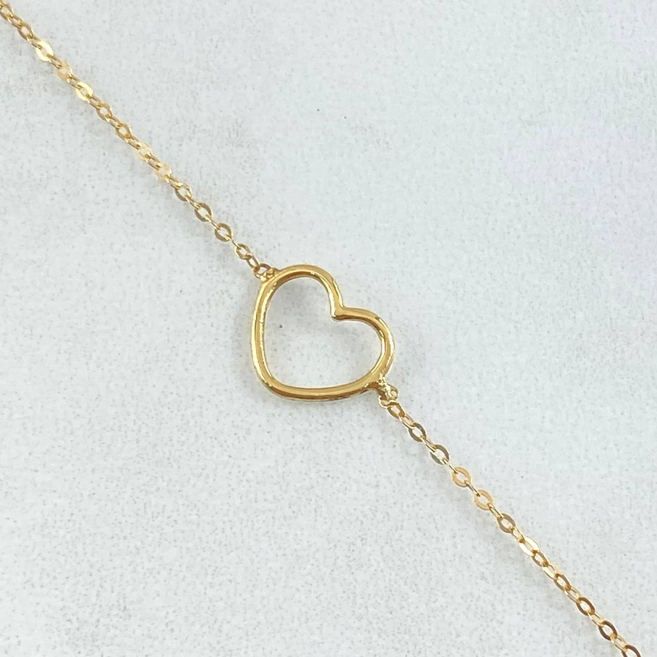 Pulso Aro Seguido Corazón 0.7gr / 15cm-17cm / Oro Amarillo Ita. Esp. 18K