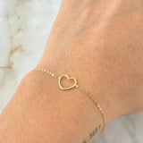 Pulso Aro Seguido Corazón 0.7gr / 15cm-17cm / Oro Amarillo Ita. Esp. 18K ©