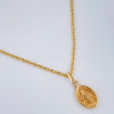 Set Cadena y Dije Lazo + Virgen Milagrosa 1.3gr / 45cm / 0.85mm Oro Amarillo 18K (Oferta) %