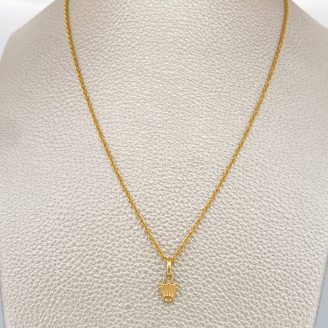 Set Cadena y Dije Lazo + Corona 1.25gr / 45.3cm / 0.8mm Oro Amarillo 18K (Oferta) %