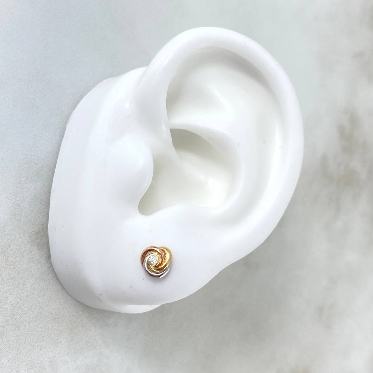 Topos Hélice 1.1gr Circón Blanco Tres Oros