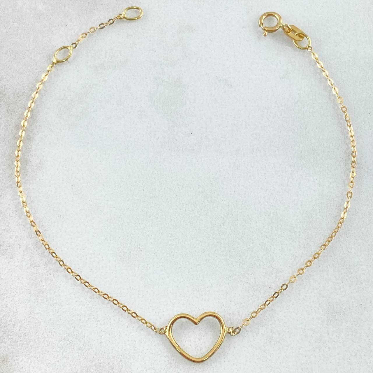 Pulso Aro Seguido Corazón 0.7gr / 15cm-17cm / Oro Amarillo Ita. Esp. 18K ©