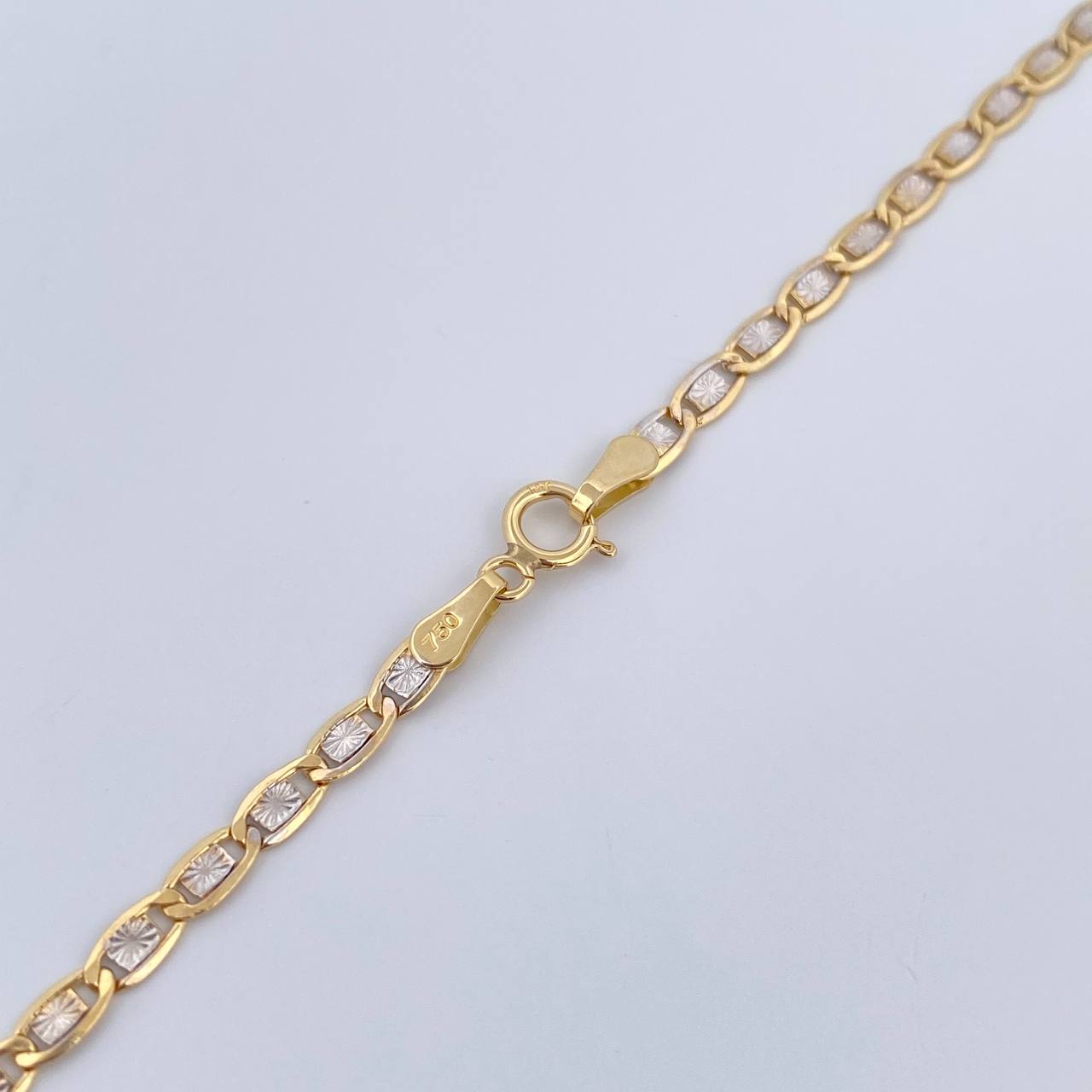 Cadena Escalera Plana 3.65gr / 50.3cm / 2.55mm Dos Oros Amarillo Blanco +3 18K &