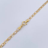 Cadena Escalera Plana 3.65gr / 50.3cm / 2.55mm Dos Oros Amarillo Blanco +3 18K &
