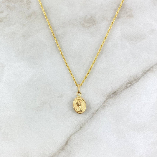 Cadena Lazo 0.95gr / 50cm + Dije Virgen Maria 0.35gr / 1.5cm Oro Amarillo (Oferta)