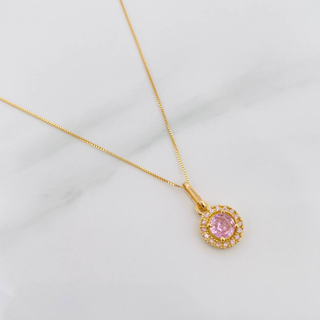 Set Cadena Veneciana + Dije Halo Circulo / 2.2 g / 45.3 cm Oro Amarillo 18K