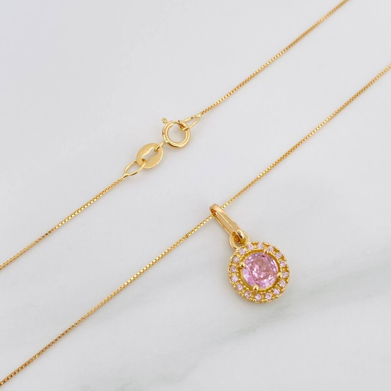 Set Cadena Veneciana + Dije Halo Circulo / 2.2 g / 45.3 cm Oro Amarillo 18K