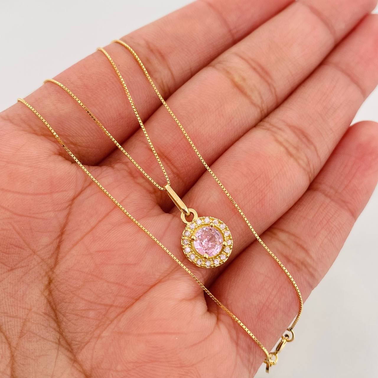 Set Cadena Veneciana + Dije Halo Circulo / 2.2 g / 45.3 cm Oro Amarillo 18K