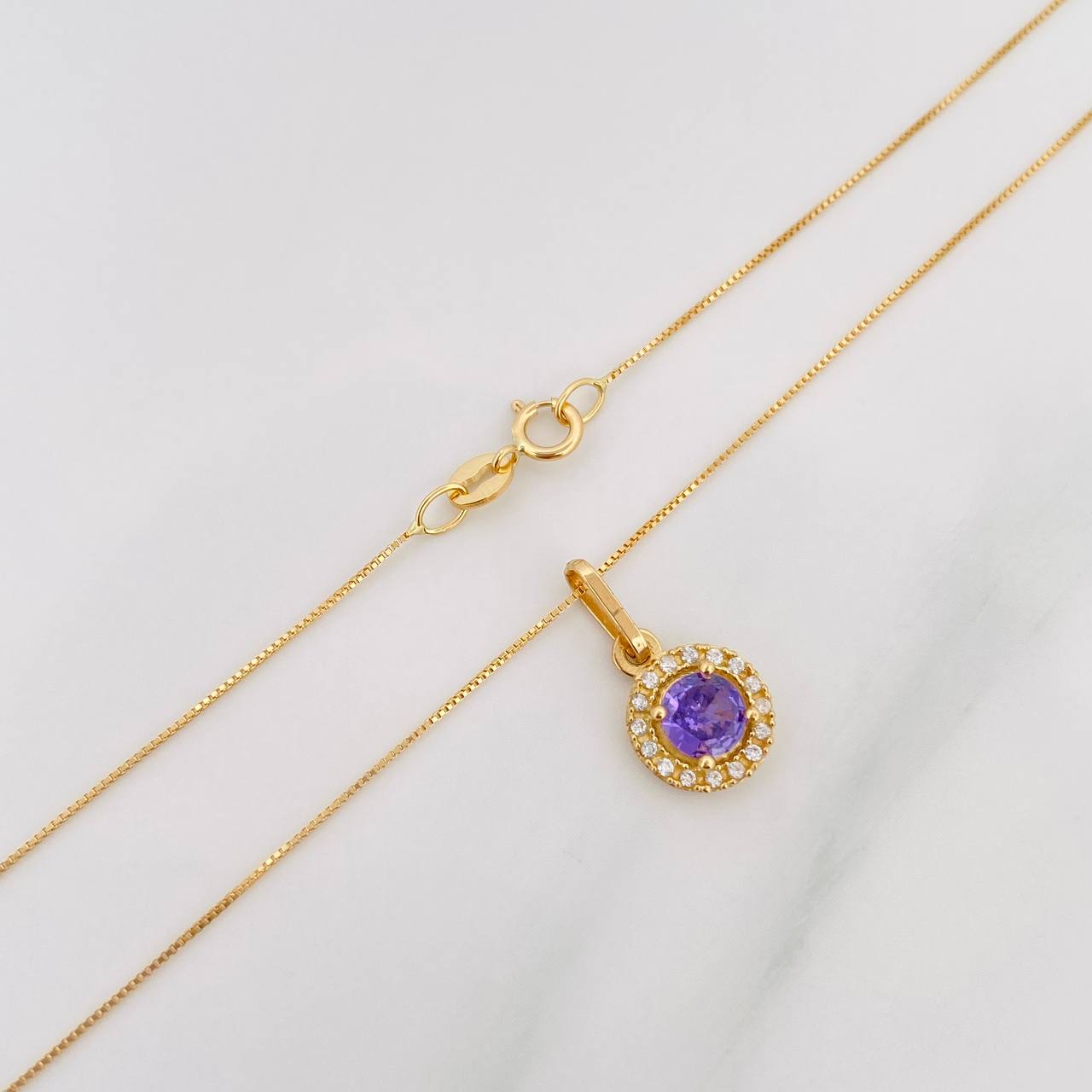 Set Cadena Veneciana + Dije Halo Circulo / 2.15 g / 45.2 cm Oro Amarillo 18K