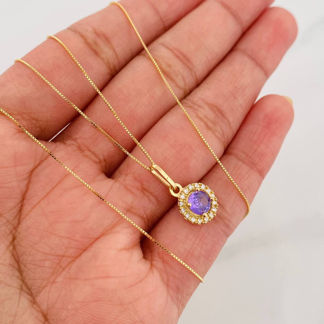 Set Cadena Veneciana + Dije Halo Circulo / 2.15 g / 45.2 cm Oro Amarillo 18K