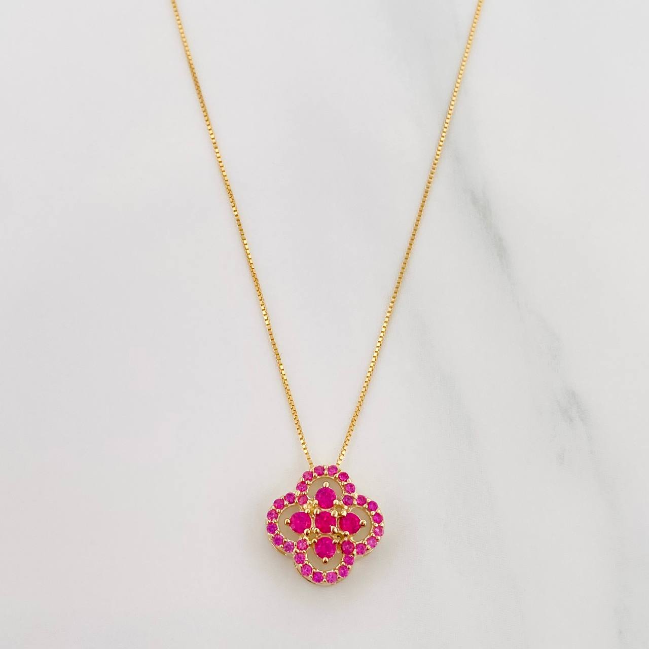 Set Cadena Veneciana + Dije Trebol / 2.4 g / 45.1 cm Oro Amarillo 18K