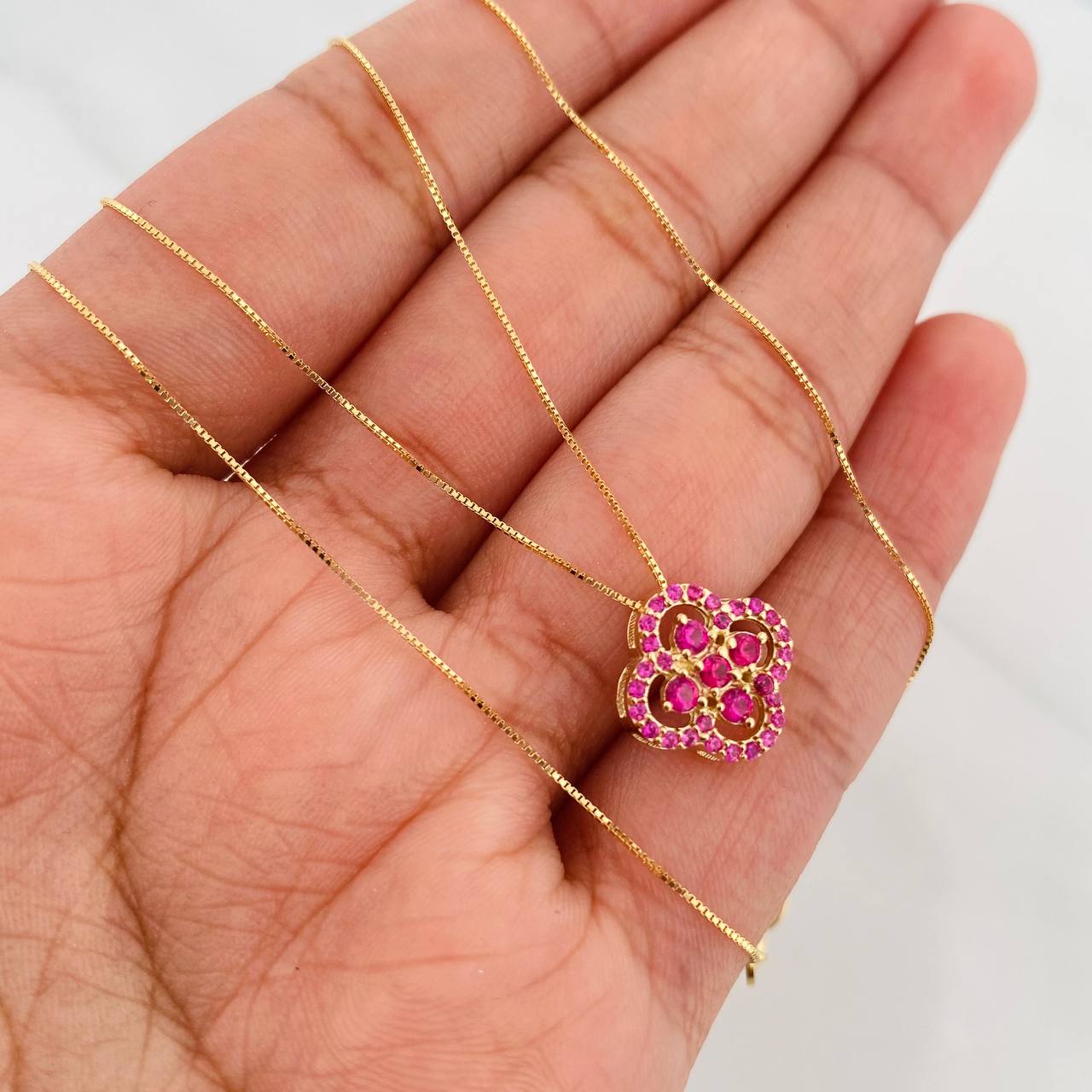 Set Cadena Veneciana + Dije Trebol / 2.4 g / 45.1 cm Oro Amarillo 18K