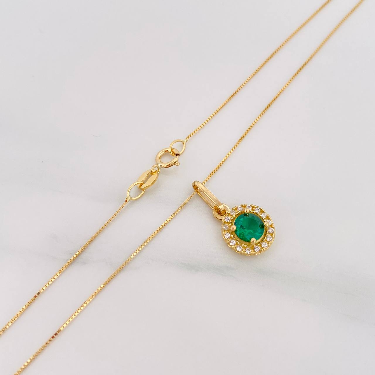 Set Cadena Veneciana + Dije Halo Circulo / 2.15 g / 45.3 cm Oro Amarillo 18K