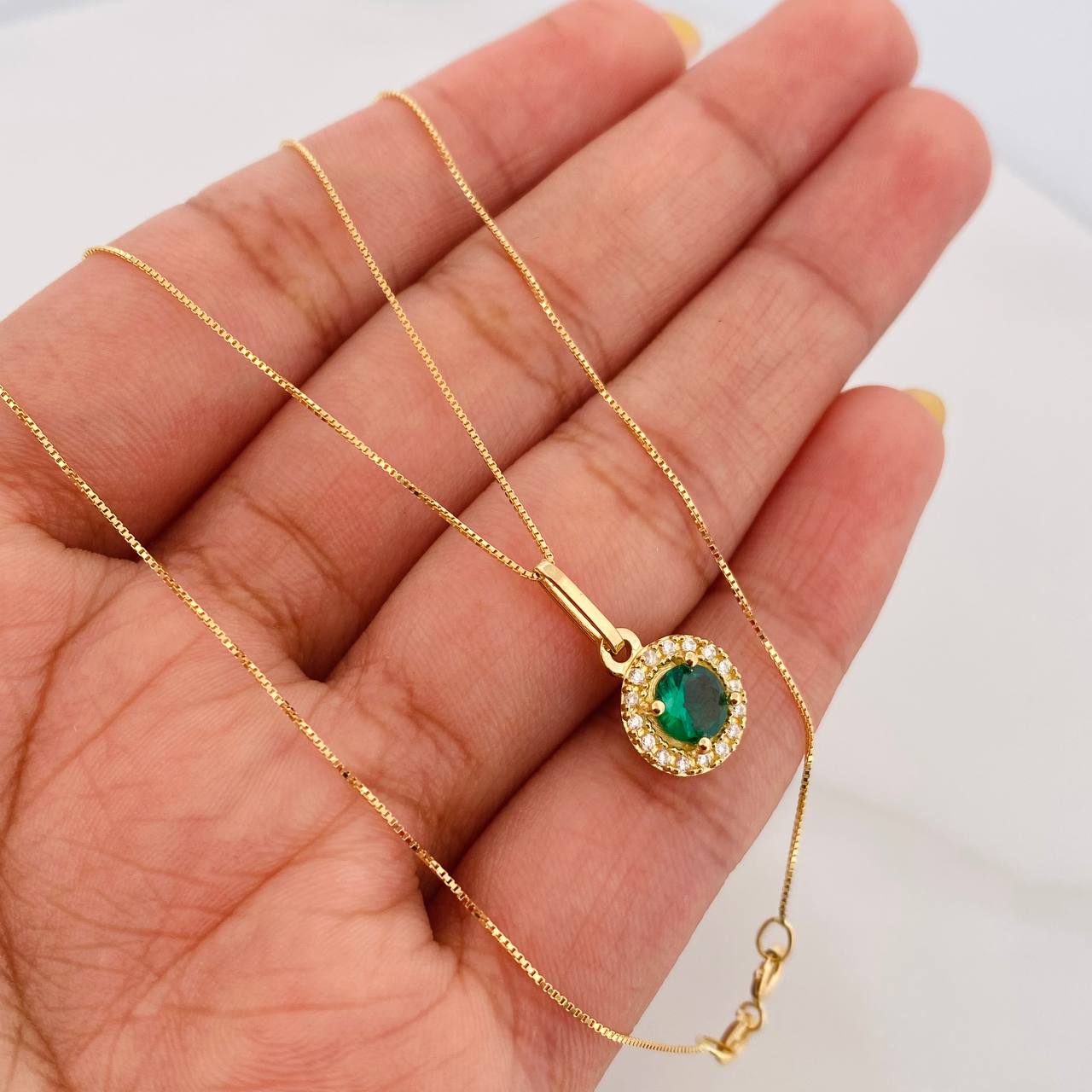 Set Cadena Veneciana + Dije Halo Circulo / 2.15 g / 45.3 cm Oro Amarillo 18K