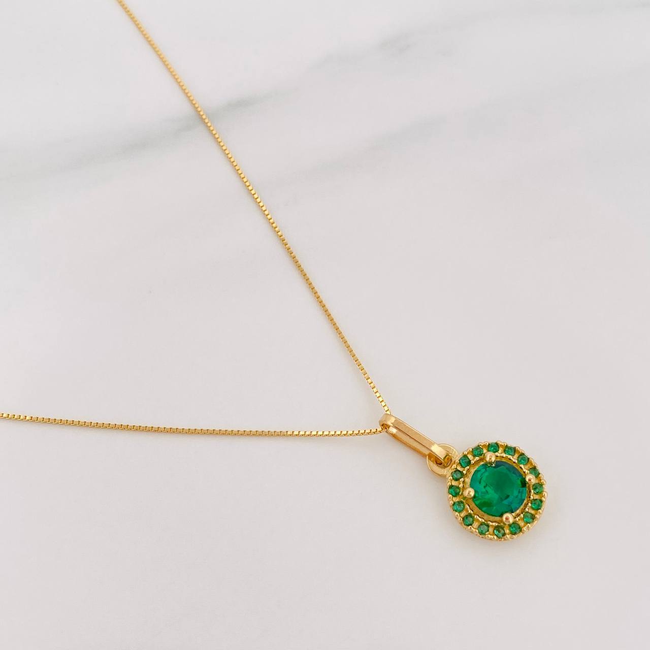 Set Cadena Veneciana + Dije Halo Circulo / 2.1 g / 45 cm Oro Amarillo 18K