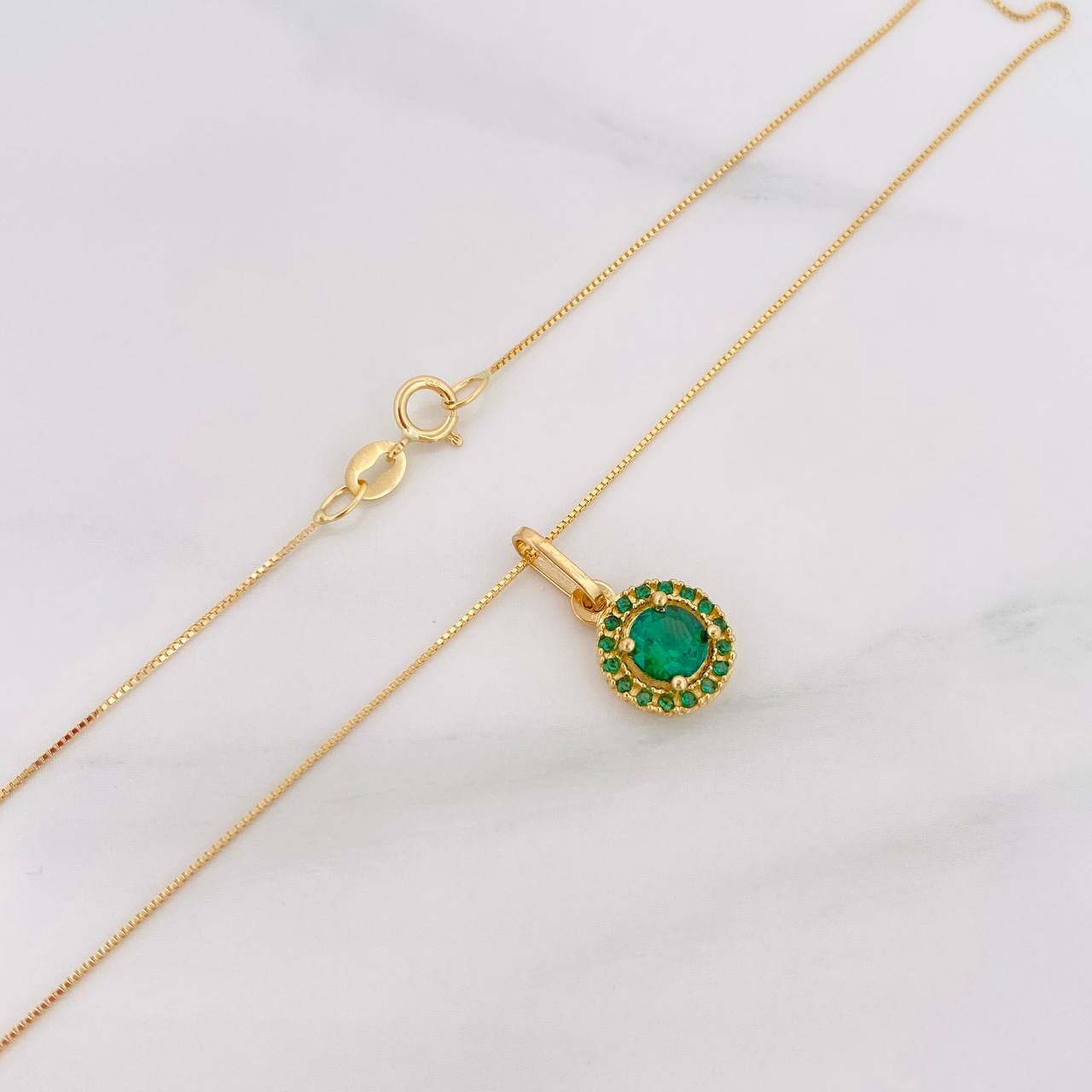 Set Cadena Veneciana + Dije Halo Circulo / 2.1 g / 45 cm Oro Amarillo 18K