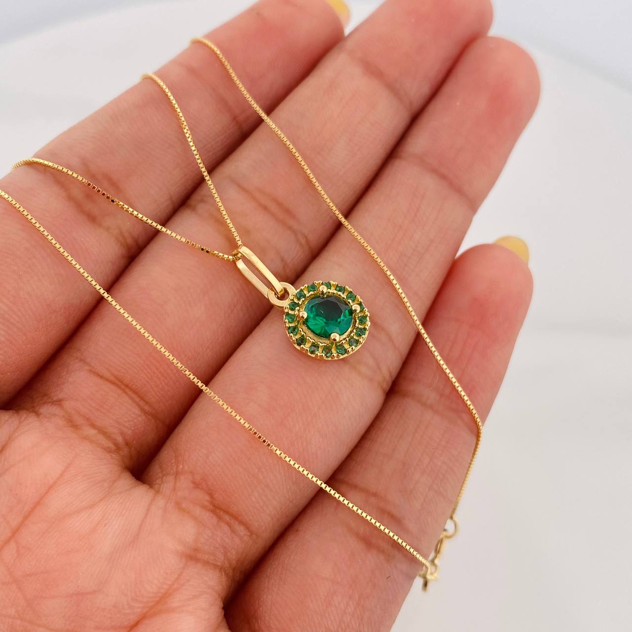 Set Cadena Veneciana + Dije Halo Circulo / 2.1 g / 45 cm Oro Amarillo 18K