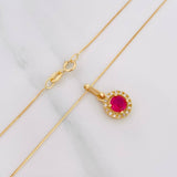 Set Cadena Veneciana + Dije Halo Circulo / 2.2 g / 45.3 cm 18K