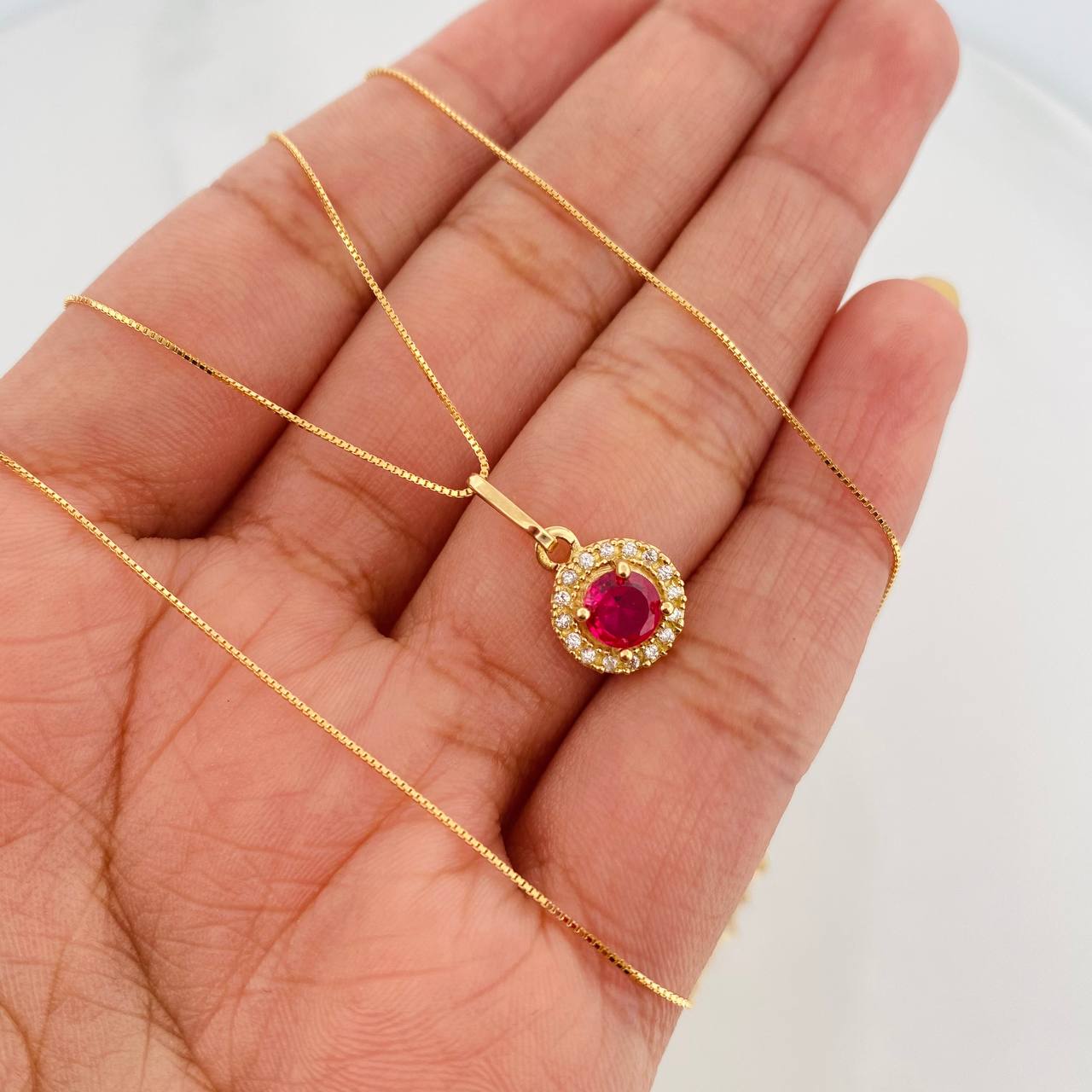 Set Cadena Veneciana + Dije Halo Circulo / 2.15 g / 45 cm Oro Amarillo 18K