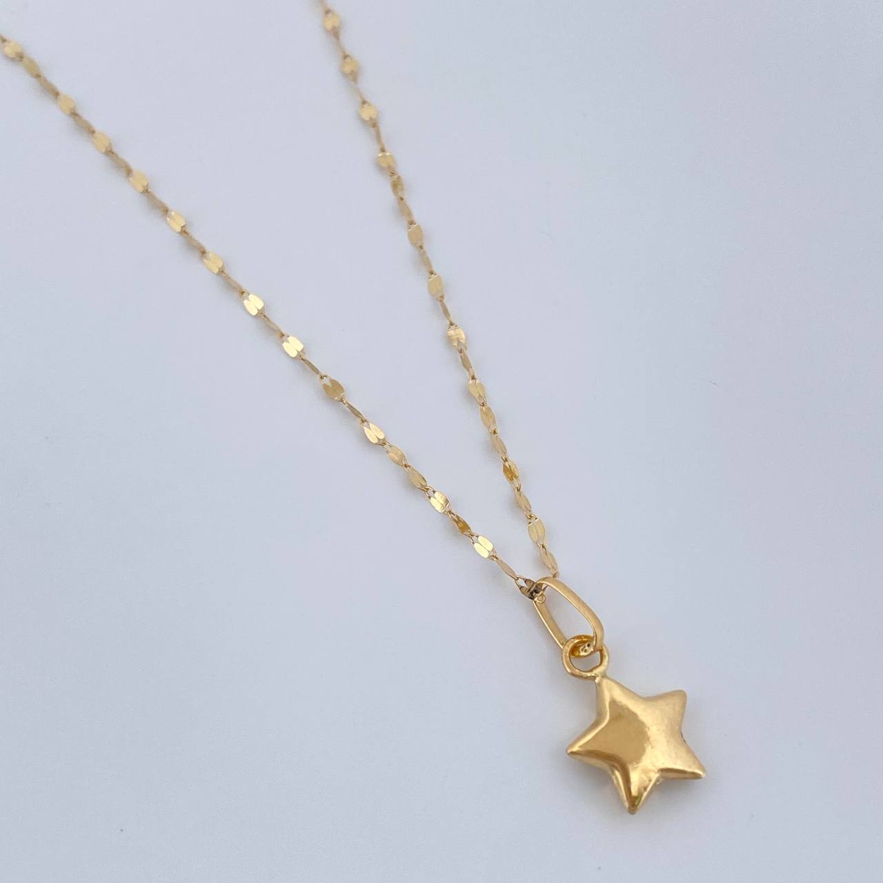 Set Cadena y Dije Flor Espejo+Estrella 0.65gr / 44.8cm / 0.4mm Oro Amarillo 18K $