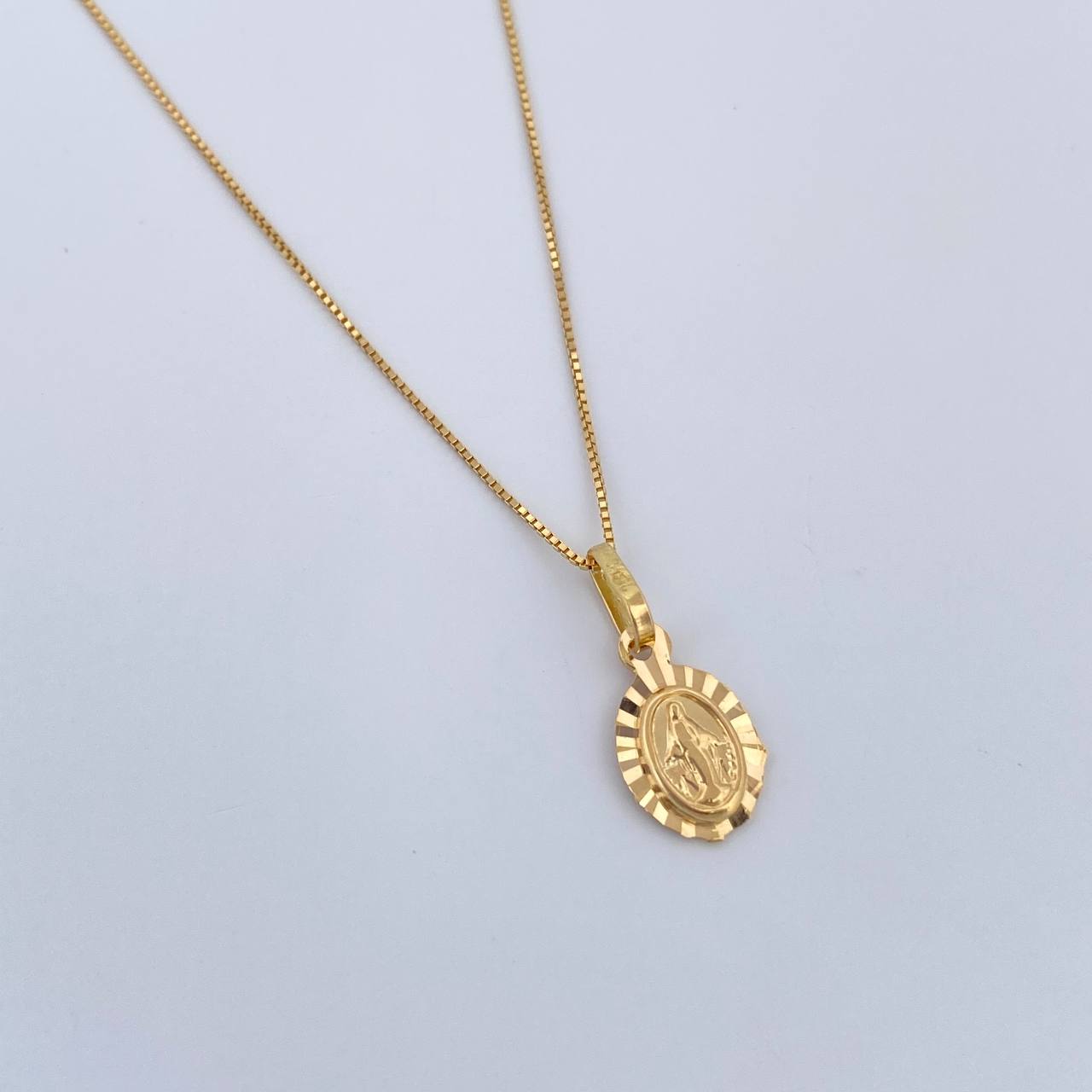Set Cadena y Dije Veneciana+Virgen Milagrosa 1.5gr / 39.8cm / 0.43mm Oro Amarillo 18K (Oferta) $