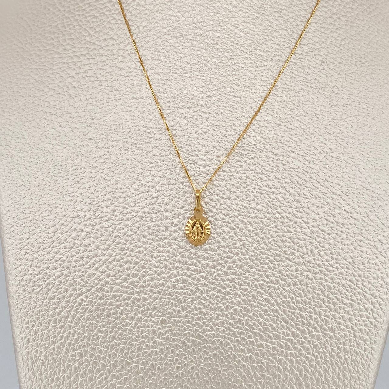 Set Cadena y Dije Veneciana+Virgen Milagrosa 1.5gr / 39.8cm / 0.43mm Oro Amarillo 18K (Oferta) $