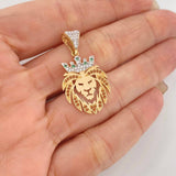 Dije León 3.35 g / 3.4 cm Dos Oros Amarillo Blanco 18K