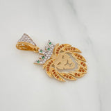 Dije León 3.35 g / 3.4 cm Dos Oros Amarillo Blanco 18K