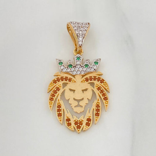 Dije León 3.35 g / 3.4 cm Dos Oros Amarillo Blanco 18K