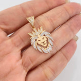 Dije León 3.25 g / 3.3 cm Dos Oros Amarillo Blanco 18K