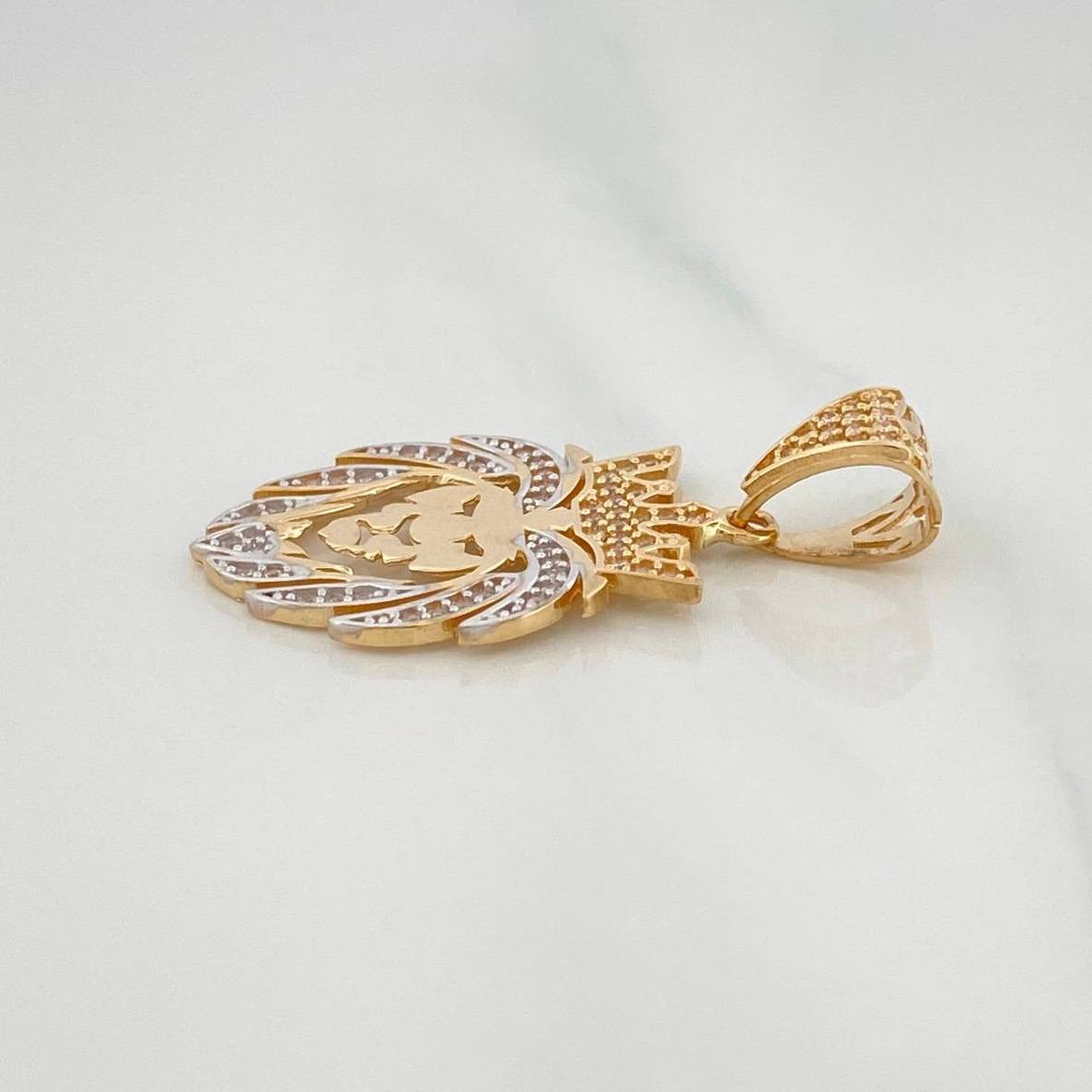 Dije León 3.25 g / 3.3 cm Dos Oros Amarillo Blanco 18K