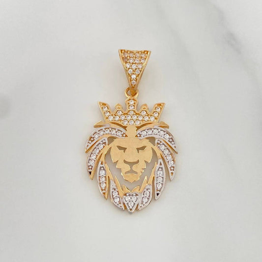 Dije León 3.25 g / 3.3 cm Dos Oros Amarillo Blanco 18K