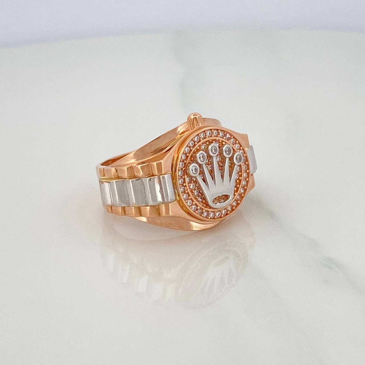 Anillo Correa Corona 7.3 g / T9 1/4 Dos Oros Blanco Rosa 18K