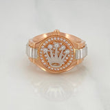 Anillo Correa Corona 7.3 g / T9 1/4 Dos Oros Blanco Rosa 18K