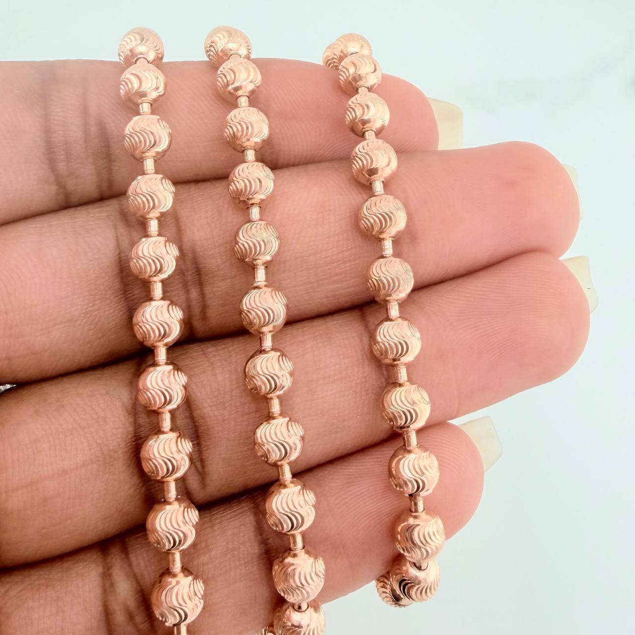 Cadena Militar Media Luna 25.6gr / 60.7cm / 5mm Oro Rosa Nac.Esp. 18K $